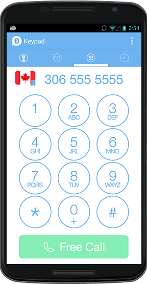 Phones showing dialpad and free call locations